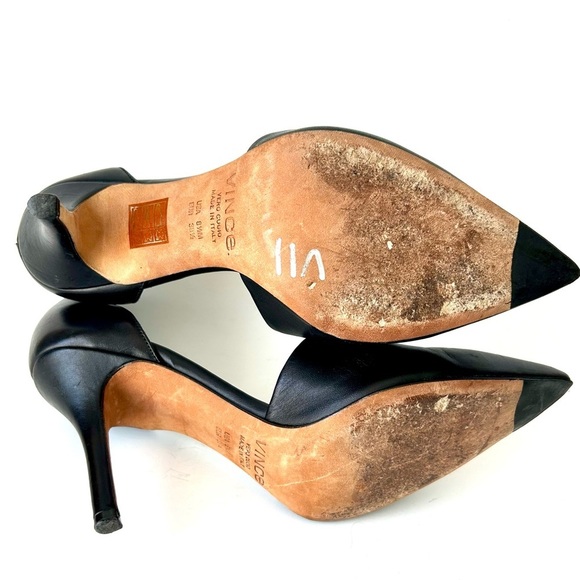 VINCE Claire Choked Up Leather D'Orsay Pumps Black Leather Pointed Toe Size 8.5 - Picture 8 of 9